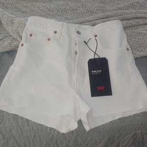 Levi's White Ribcage shorts